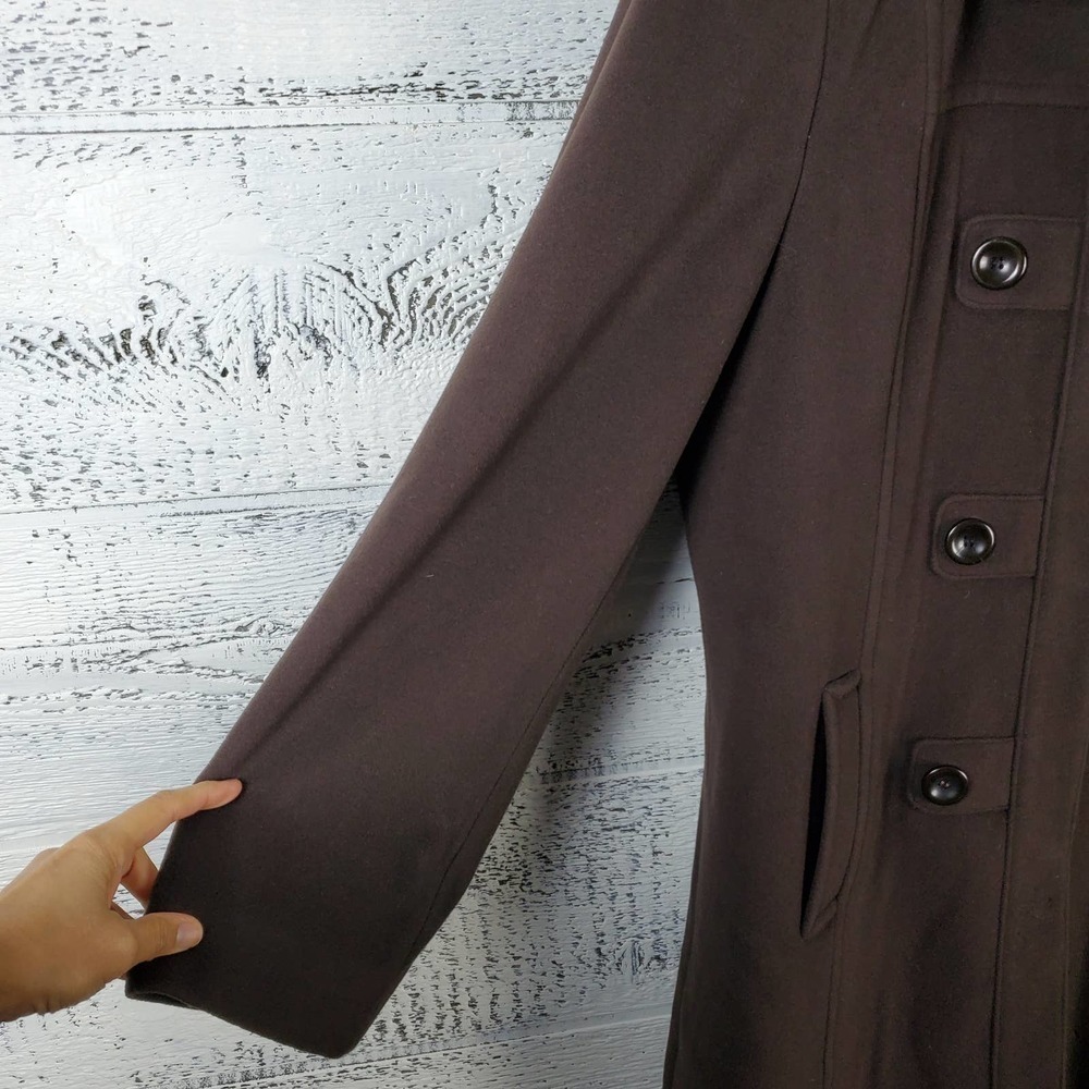 Kristen Blake Women Chocolate Lambswool Cashmere Blend Peacoat Long Coat Size 12 - Picture 6 of 14
